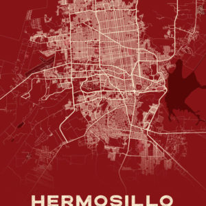 Hermosillo Mexico Map Print Cartel Style