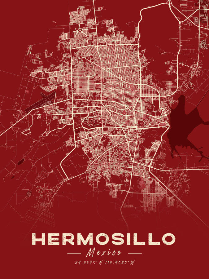 Hermosillo Map Cartel Style