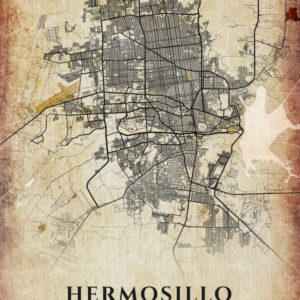 Hemosillo Mexico Vintage Map Poster