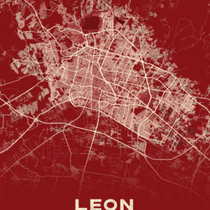 Leon Mexico Map Print Cartel Style