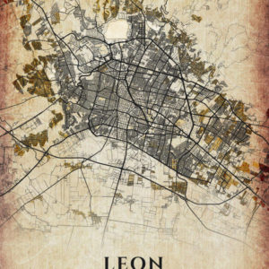 Leon Mexico Vintage Map Poster