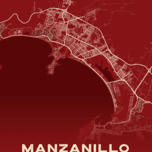 Manzanillo Mexico Map Print Cartel Style