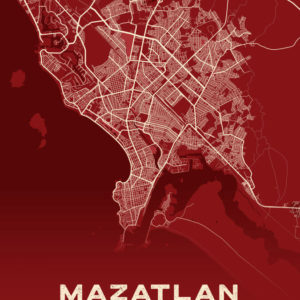 Mazatlan Mexico Map Print Cartel Style