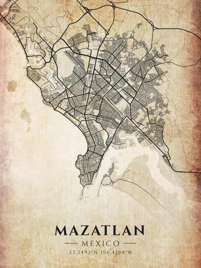 Mazatlan Vintage Map
