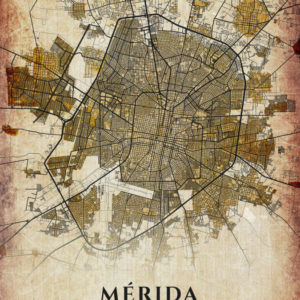 Merida Mexico Vintage Map Poster