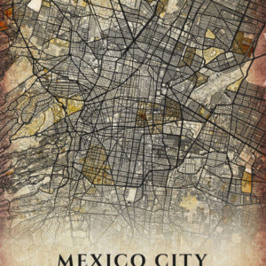 Mexico City Mexico Vintage Map Poster