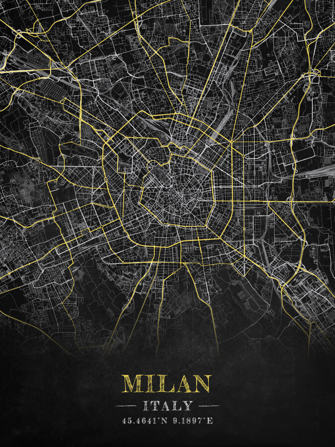 Milan Italy Chalkboard Map Wall Art Print