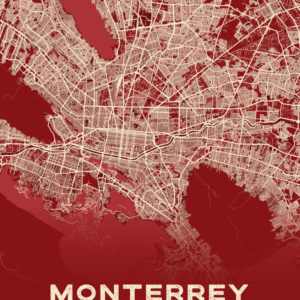 Monterrey Mexico Map Print Cartel Style