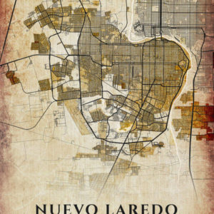 Nuevo Laredo Mexico Vintage Map Poster