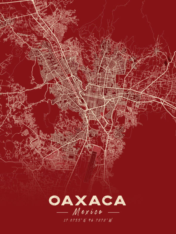 Oaxaca Mexico Map Print Cartel Style