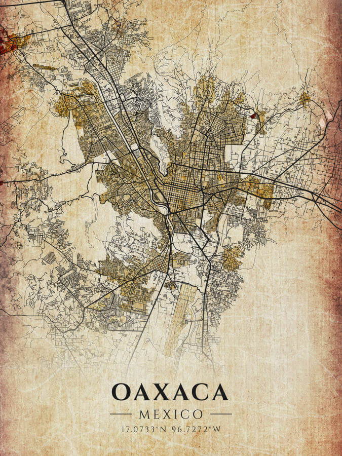 Oaxaca Vintage Map