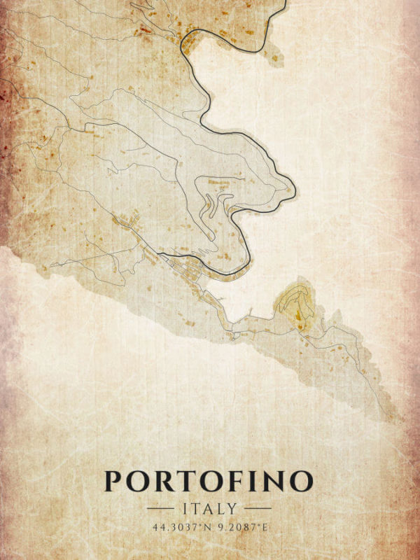 Portofino Italy Vintage Map Poster