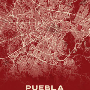Puebla Mexico Map Print Cartel Style