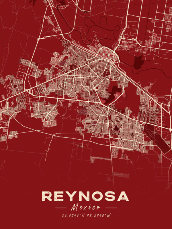 Reynosa Mexico Map Print Cartel Style