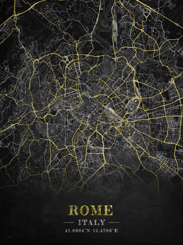 Rome Italy Chalkboard Map Wall Art Print