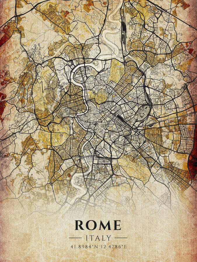 Rome Italy Vintage Map Poster
