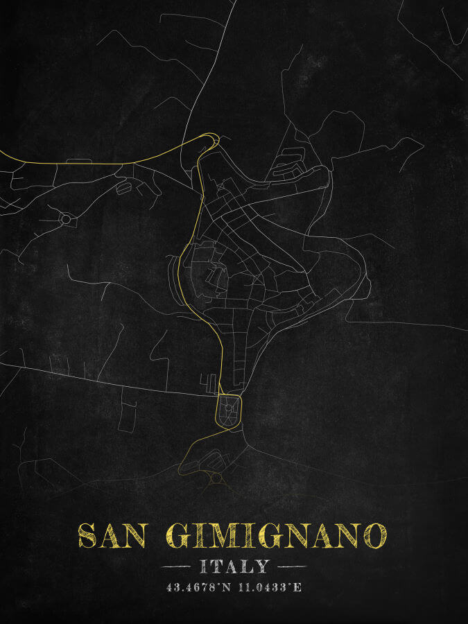 San Gimignano Chalkboard Map