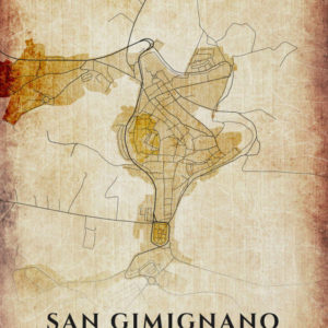 San Gimignano Italy Vintage Map Poster