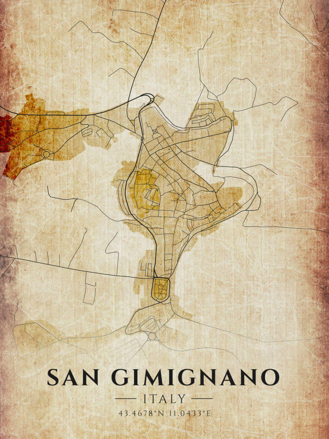 San Gimignano Vintage Map