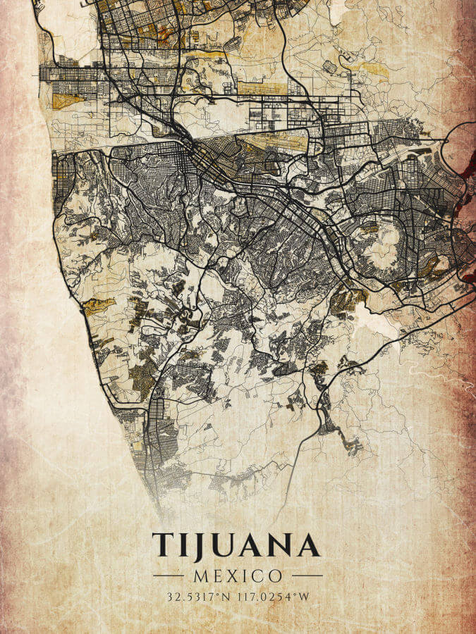 Tijuana Vintage Map