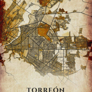 Torreon Mexico Vintage Map Poster
