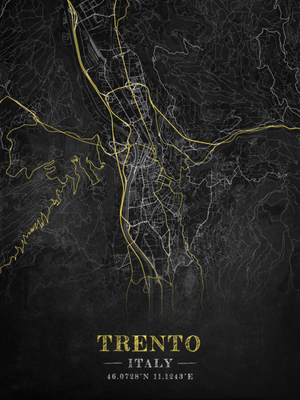 Trento Italy Chalkboard Map Wall Art Print