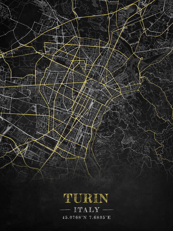 Turin Chalkboard Map