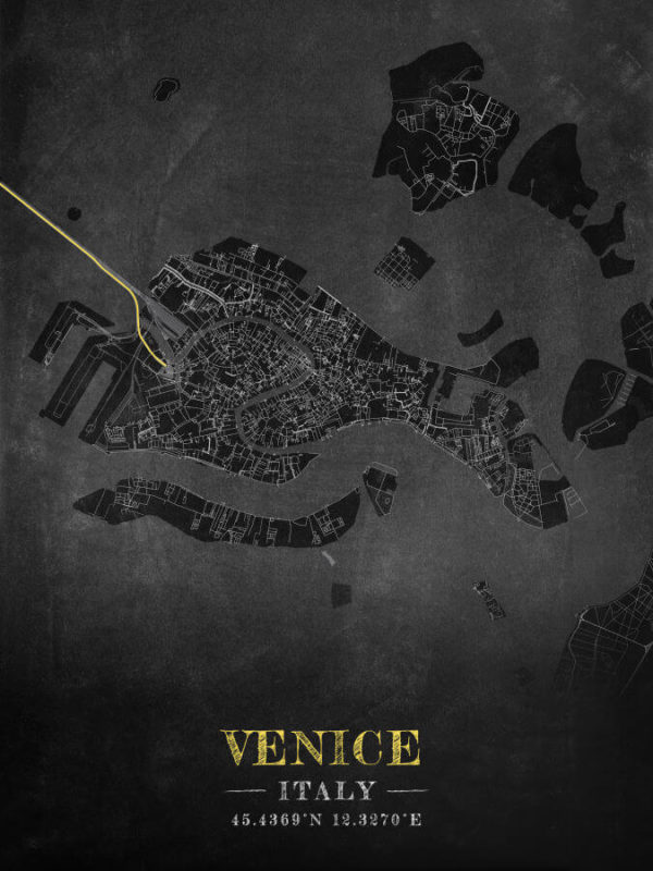 Venice Italy Chalkboard Map Wall Art Print