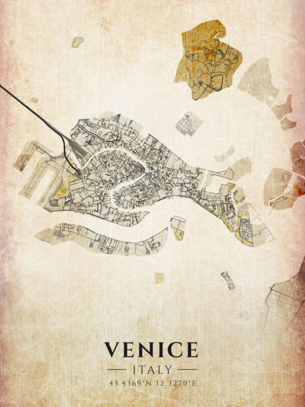 Venice Italy Vintage Map Poster