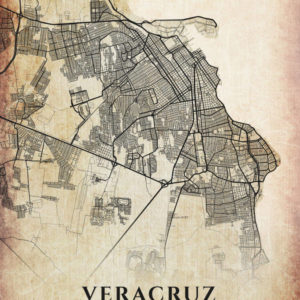 Veracruz Mexico Vintage Map Poster
