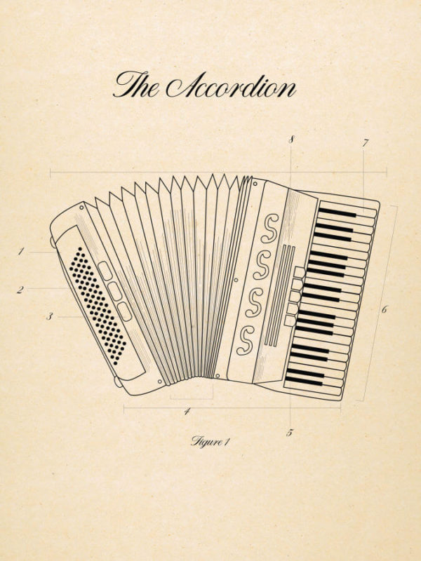 Accordion Musical Instruments Posters Paper Style