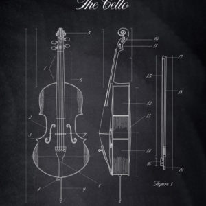 Cello Musical Instruments Posters Chalk Style