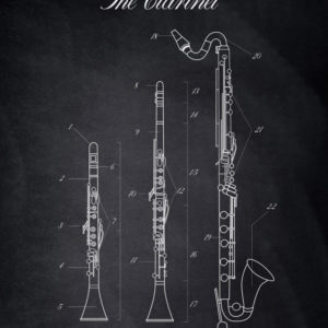 Clarinet Musical Instruments Posters Chalk Style