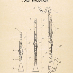 Clarinet Musical Instruments Posters Paper Style