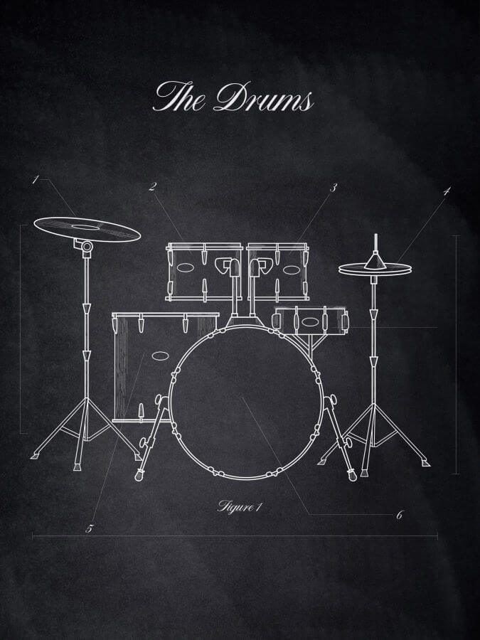 Drums Musical Instruments Posters Chalk Style