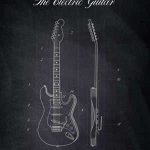 Electric Guitar Musical Instruments Posters Chalk Style