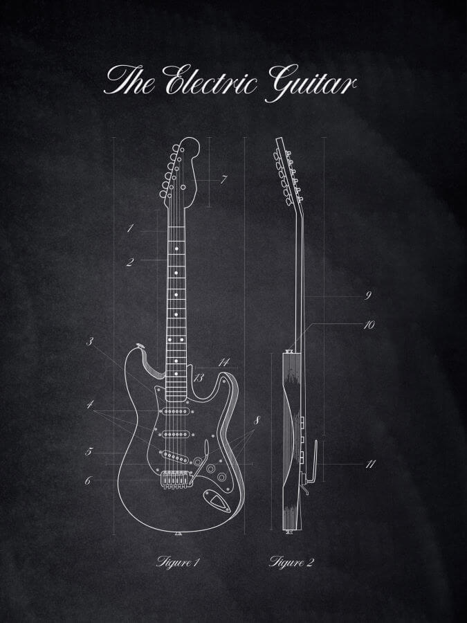 Electric Guitar Poster Chalk Style