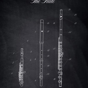 Flute Musical Instruments Posters Chalk Style