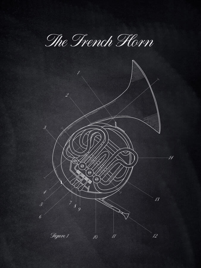 French Horn Poster Chalk Style