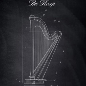 Harp Musical Instruments Posters Chalk Style