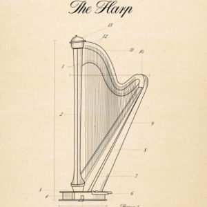 Harp Musical Instruments Posters Paper Style