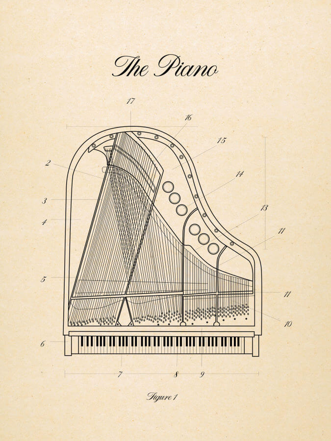 Piano Poster Paper Style