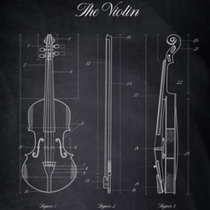 Violin Musical Instruments Posters Chalk Style