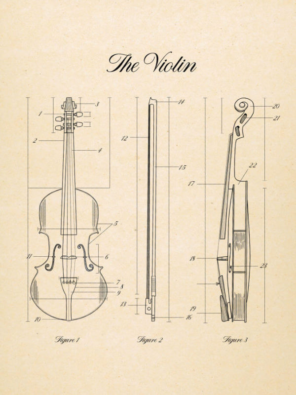 Violin Musical Instruments Posters Paper Style