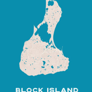 Block Island Rhode Island Colored US Island Map