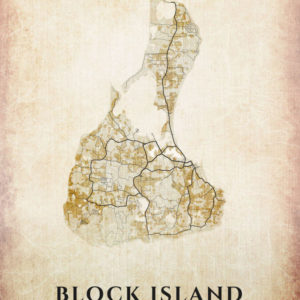 Block Island Rhode Island Vintage US Island Map