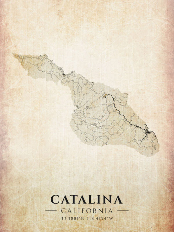 Catalina California Vintage US Island Map