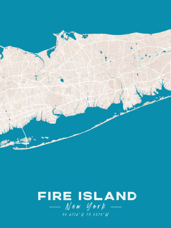 Fire Island New York Colored US Island Map