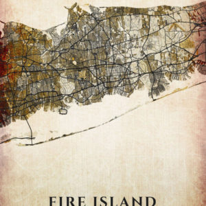 Fire Island New York Vintage US Island Map
