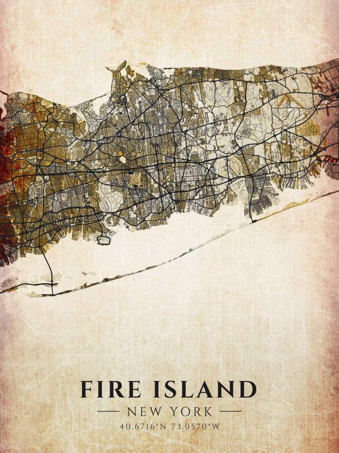 Fire Island Map Vintage Style